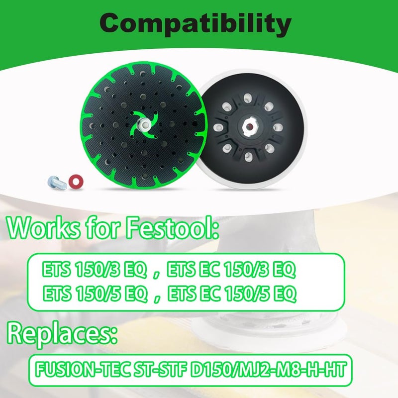 TISDA Upgraded 202458 6-Inch (150mm) Soft Sanding Pad,Compatible with Festool ETS 150/3 EQ, ETS 150/5 EQ, ETS EC 150/3 EQ,ETS EC 150/5 EQ Sander Models, M8 Thread,1 Pack - Image 4